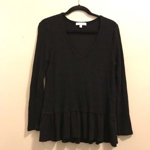 Anthropologie Waffle Knit V-Neck Shirt